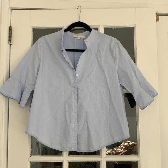 maje blue poplin button down mandrian collar - Picture 2 of 3